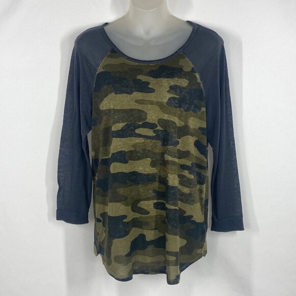 Lucky Brand Womens Camo Raglan T Shirt  Size M - Picture 1 of 8